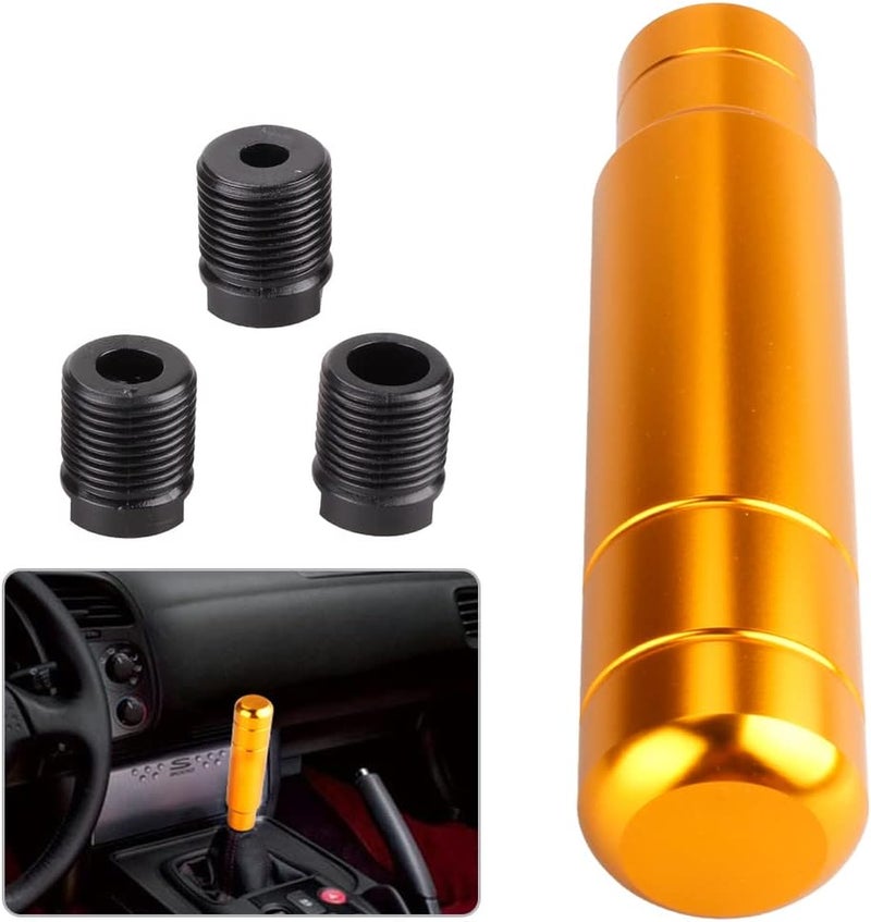 BARTOO Aluminum Weighted Manual Shift knobs, Long Stick Shift Knob Gear Shifter Knobs, Car Accessories Lever Cover Head Universal Shifter Knobs with 3 Threaded Adapters (Gold) - Image 4